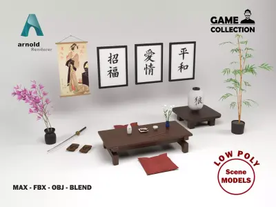 Japanene Props Low-poly 3D model