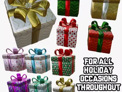Holiday Presents Low-poly 3D model