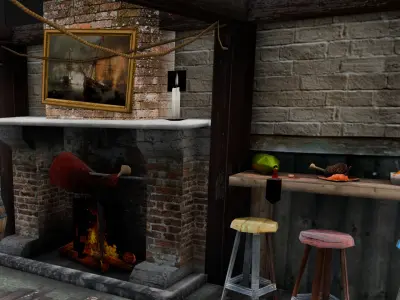  Wooden Tavern 3D Model Low-poly 3D model