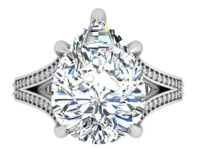 Pear Diamond Split Shank Ring 4677 3D print model