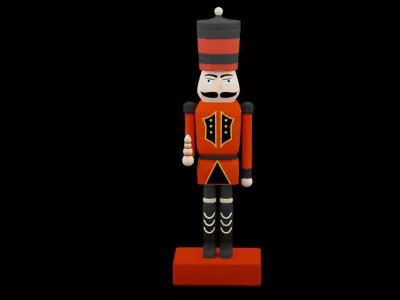 Black And Red Christmas Nutcracker Low-poly 3D model