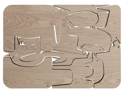 097 Danese Milano 16 ANIMALI Solid oak wooden puzzle 3D model