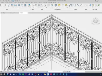 Classic Railing Revit Family type 012 3D model