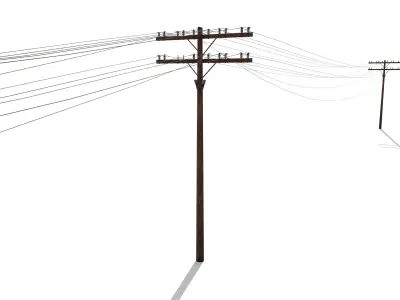 Electricity Pole 33 Low-poly 3D model