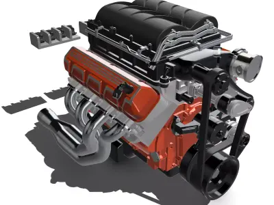 MAGNUSON SUPERCHARGED CHEV ZZ632 ENGINE COMPLETE 3D print model