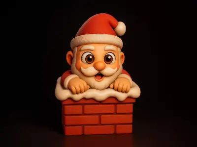 Cute Santa Claus in Chimney Christmas Seasonal Ornament Santa 3D print model