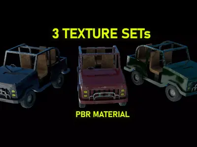 Low Poly Jeep car-PBR Material Low-poly 3D model