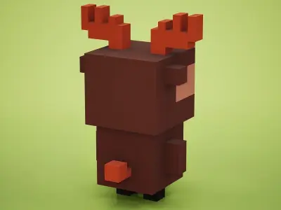 Voxel - Deer Low-poly 3D model