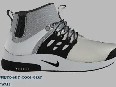 Nike Air Presto Mid Utility Cool Gray 3D Model  Low-poly 3D model