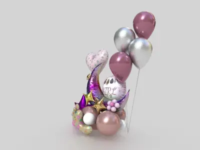  BABY GIRL BALLOON Low-poly 3D model