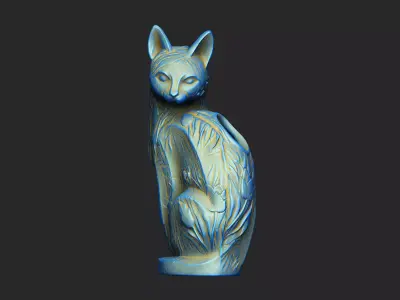 cat vase tulip floral house plant art animal statue pet royal 3D print model