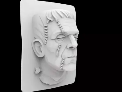 Frankenstein Relief Plate 3D Printable Model 3D print model