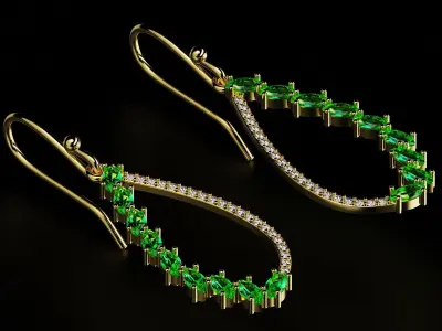 Earring Diamond and sapphire ruby emerald 3D print model