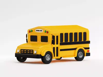 Cartoon School bus Low-poly 3D model