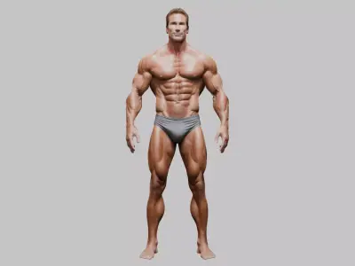 3D Bodybuilder Sculpture - Anatomy Model Low-poly 3D model