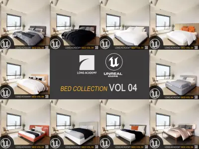 UE4- BED COLLECTION VOL004 Low-poly 3D model