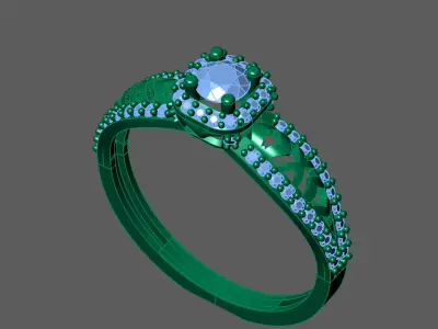 Womens Rings With Stone Ring Ready STL 3DM Models Rings women 3D print model 14