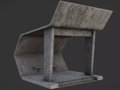 Soviet Concrete Bus Stop Low-poly 3D model