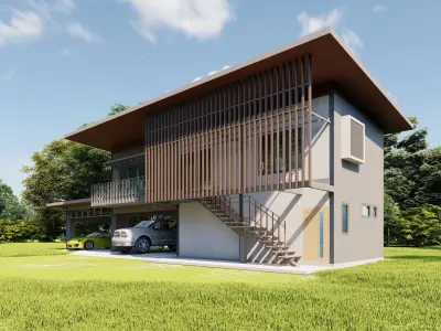 Forest villa-Casa Scene-Modern Villa 3D model