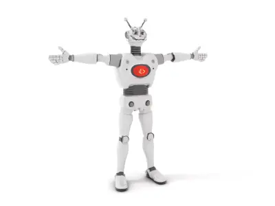 Retro Robot with Antennas Model Pack Low-poly 3D model
