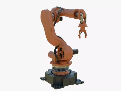 Industrial Robot Arm Orange Clean Low-poly 3D model