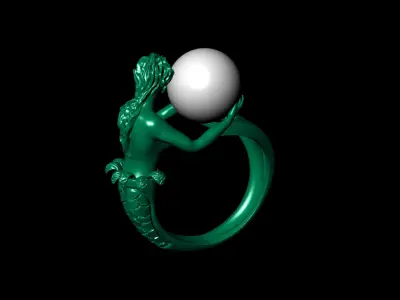 Mermaid pearl ring 3D model