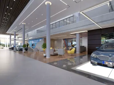 Automobile 4S Shop Low-poly 3D model