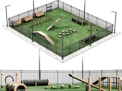Dog walking area gym 3D model