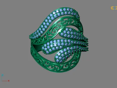 STL 3DM Women Ring Womens Ring Diamonds With Stone Model 3D print model