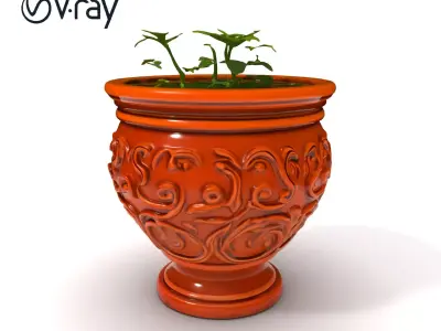 Decorative Terracotta Planter Model Pack Low-poly 3D model