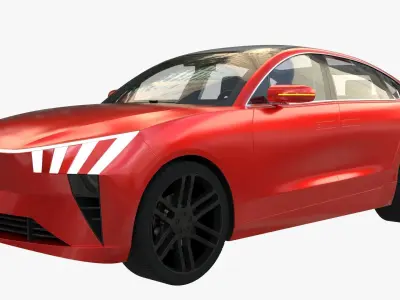 Electric Coupe SUV red 3D model