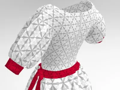 3D white dress 3D model