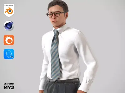 Modular Character - Asian Business Man - MY2 Low-poly 3D model