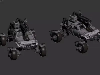 The image shows a 3D model of a futuristic 3D model