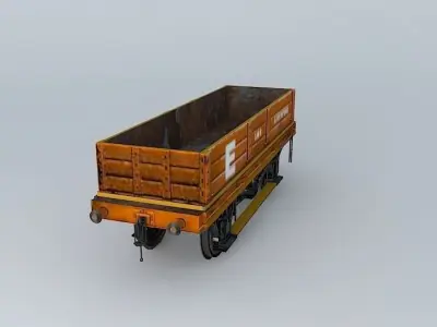 E 3 PLANK wooden train car Free 3D model