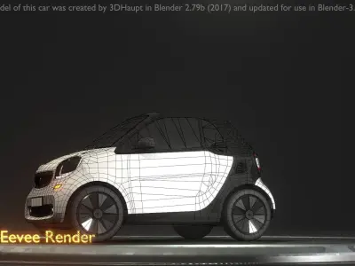 City Car 23 Small Convertible Open Type-E White  Low-poly 3D model