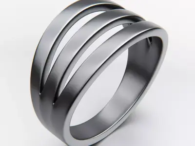 Triple Split Band Ring - Minimal Geometric Cutout 3D print model
