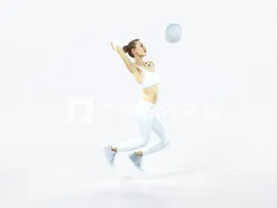 Beauty 17M Jumping Smashing Jumping Sports Woman Low-poly 3D model