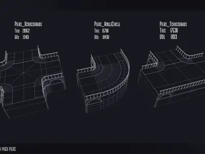 Steampunk Piers Model Pack Game Ready Kitbash Textured Low-poly 3D model