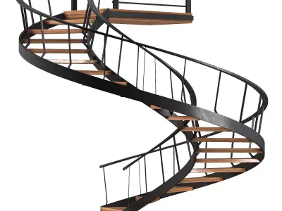 Wooden Spiral Staircase 3D model