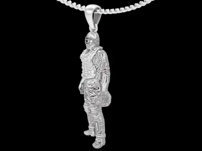 Baseball Catcher pendant silver gold jewelry 3D printable model 3D print model