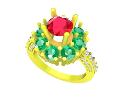 A6690 Luxury Diamond Women Flower Ring 3D Model 3D print model
