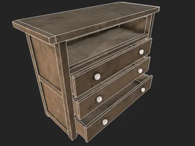 Wood Cabinet 2 PBR Low-poly 3D model