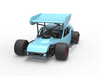Vintage Asphalt Modified stock car V2 with wing Scale 1 to 25 3D print model