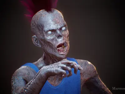 Zombie Boy game character for Horror games Low-poly 3D model