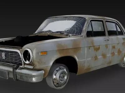 old rugged car 3D model