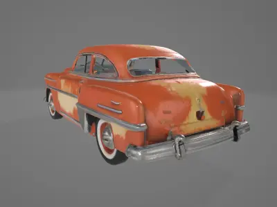 Retro 1950s Car 3D Model - Vintage Design with Rough Edges Low-poly 3D model