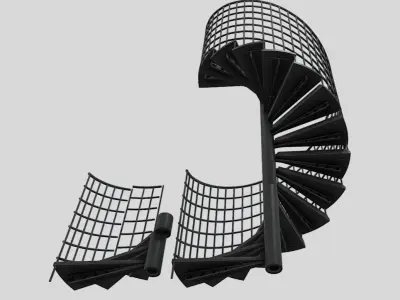 Modular Spiral Staircase Low-poly 3D model