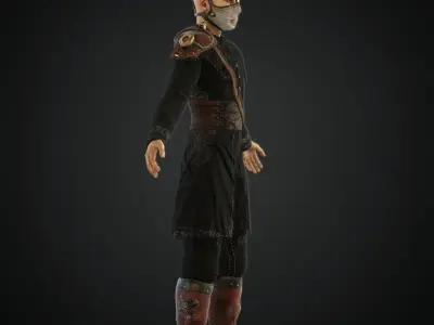  Steampunk rigged character Low-poly 3D model