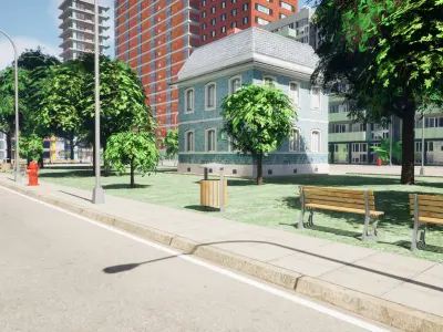 City Downtown Skyscraper Street - Unreal - Lot 01 Low-poly 3D model